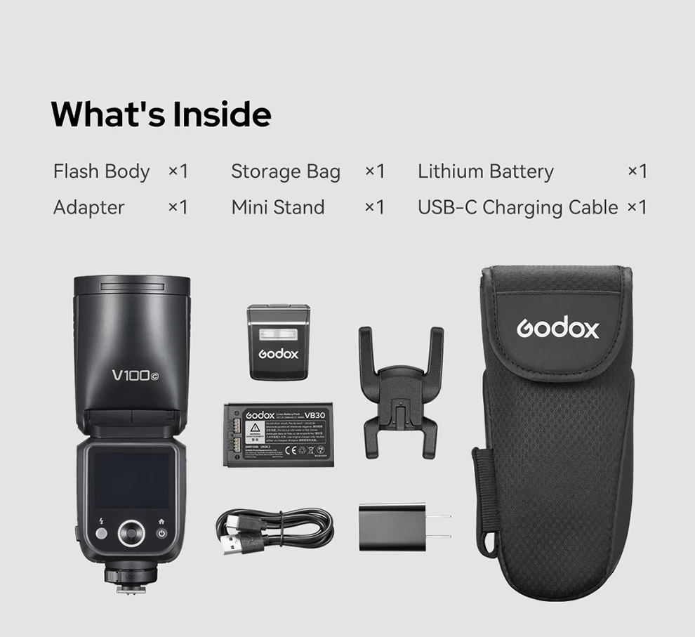 Godox New V100 Round Head Camera Flash Wireless Transmission Speedlite Flash for