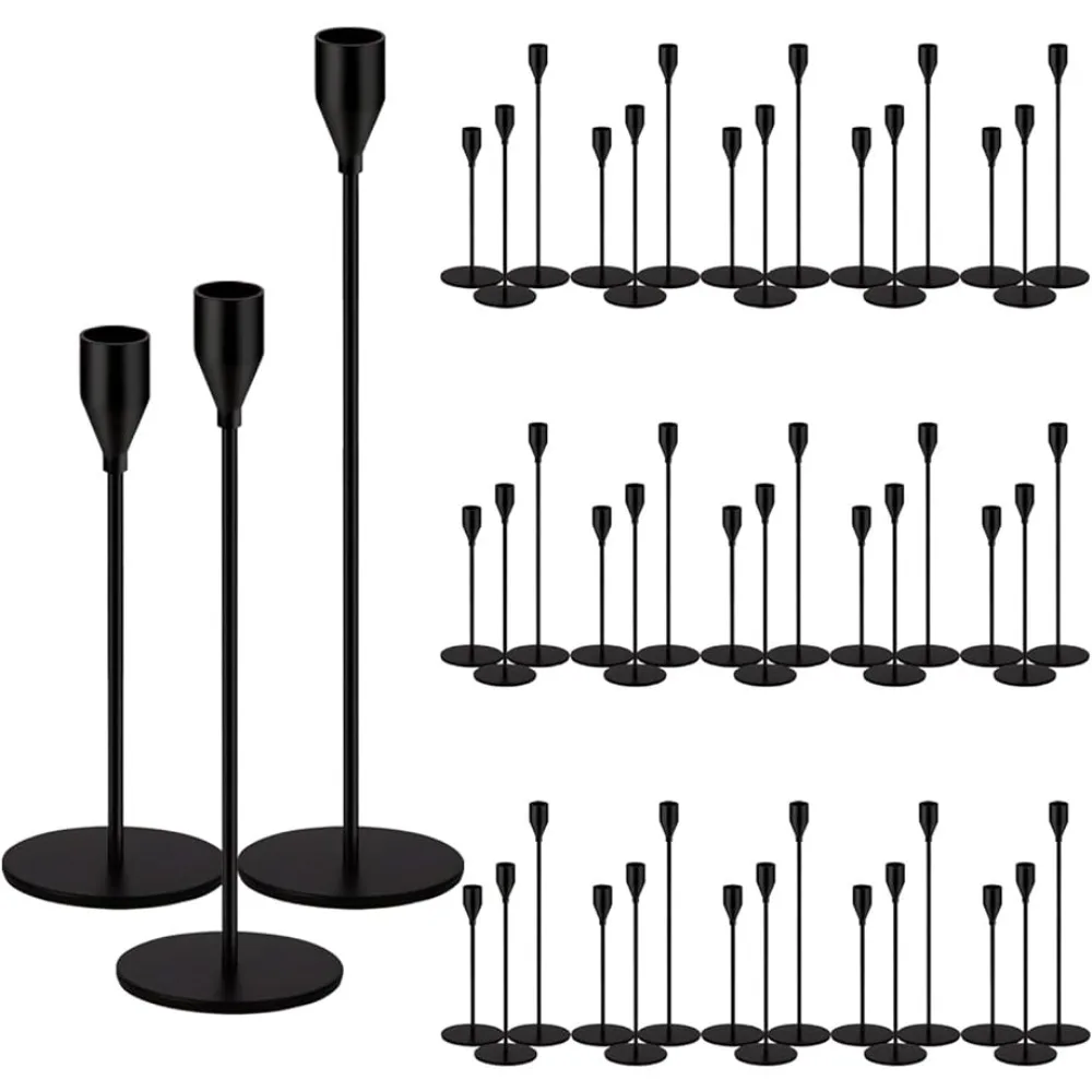 

48 Pack Candle Holders Taper Candle Holders Tall Metal Candle Stands Holders for Table Centerpiece Modern Decor, Matte Black