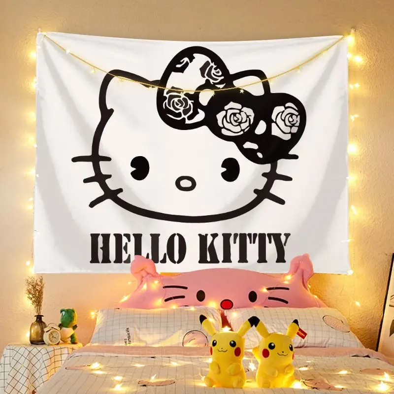 Kawaii Hanging Cloth Sanrios Hellokittys Background Cloth Anime Cute  Cartoon Bedroom Decoration Poster Tapestry Wall Covering - AliExpress