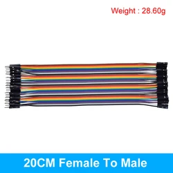 Versatile Multi - Length Jumper Wire Set - Male, Female Connectors for Electronics Prototyping (20CM male to female)