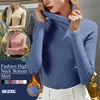 2025 Hot Fleece-Lined Slimming /Turtle Neck Top Women's Versatile Solid Color Long Sleeve T-Shirt Base Layer Autumn Winter 4
