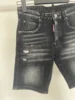 Spring and Summer 2025 New Jeans Trendy Men's Washed Grinding Patch Paint Slim-fit Micro-elastic Denim Shorts for Men 4