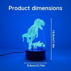 Dinosaur 3D Illusion LED Night Light - Tyrannosaurus Desk Lamp and Kids Bedroom Decor Gift (7color)