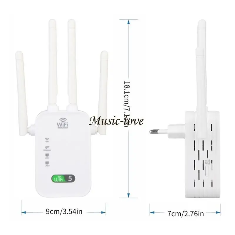 WiFi 신호 확장기 범위리피터 부스터인터넷증폭기 1200Mbps for PC 203A