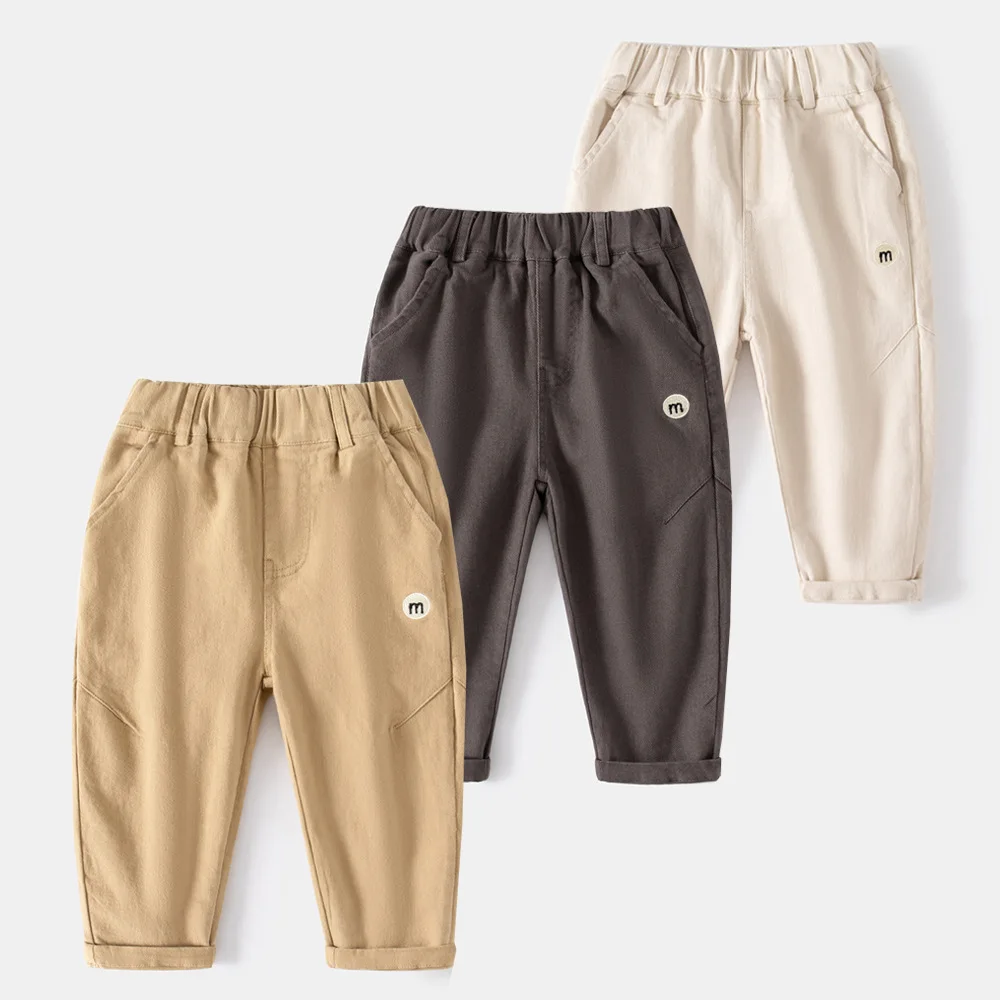 

Весенние Брюки для мальчиков, детские свободные хлопковые брюки с эластичным поясом