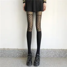 

Rhombus Stitching Women Pantyhose JK Gothic Clothes Women's Stockings Lolita Mesh Tights in Black Mesh Socks Hosiery Underwear