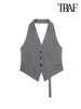 TRAF Women Fashion Backless Halter Neck Waistcoat Sexy Sleeveless Button-up Female Outerwear Chic Vest Tops 4