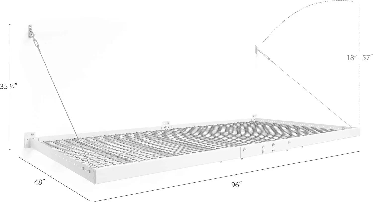 Series White 4 .8  2 x 8 Wall Mounted Steel Shelf, Garage Overheads, 40409 2
