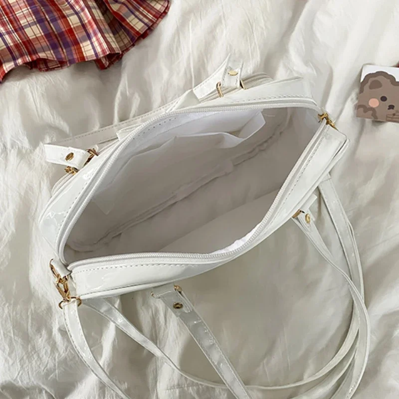 Japanese Cute Transparent Patent Leather Itabag Fashion Girls JK Shoulder Bag Student Personality Crossbody Bag Ita Bag Handbags
