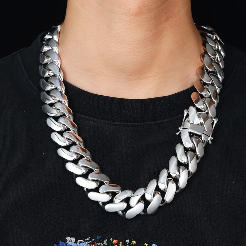 25mm Big Heavy Rhombus Cuban Link Chain Necklaces for Men Hip Hop