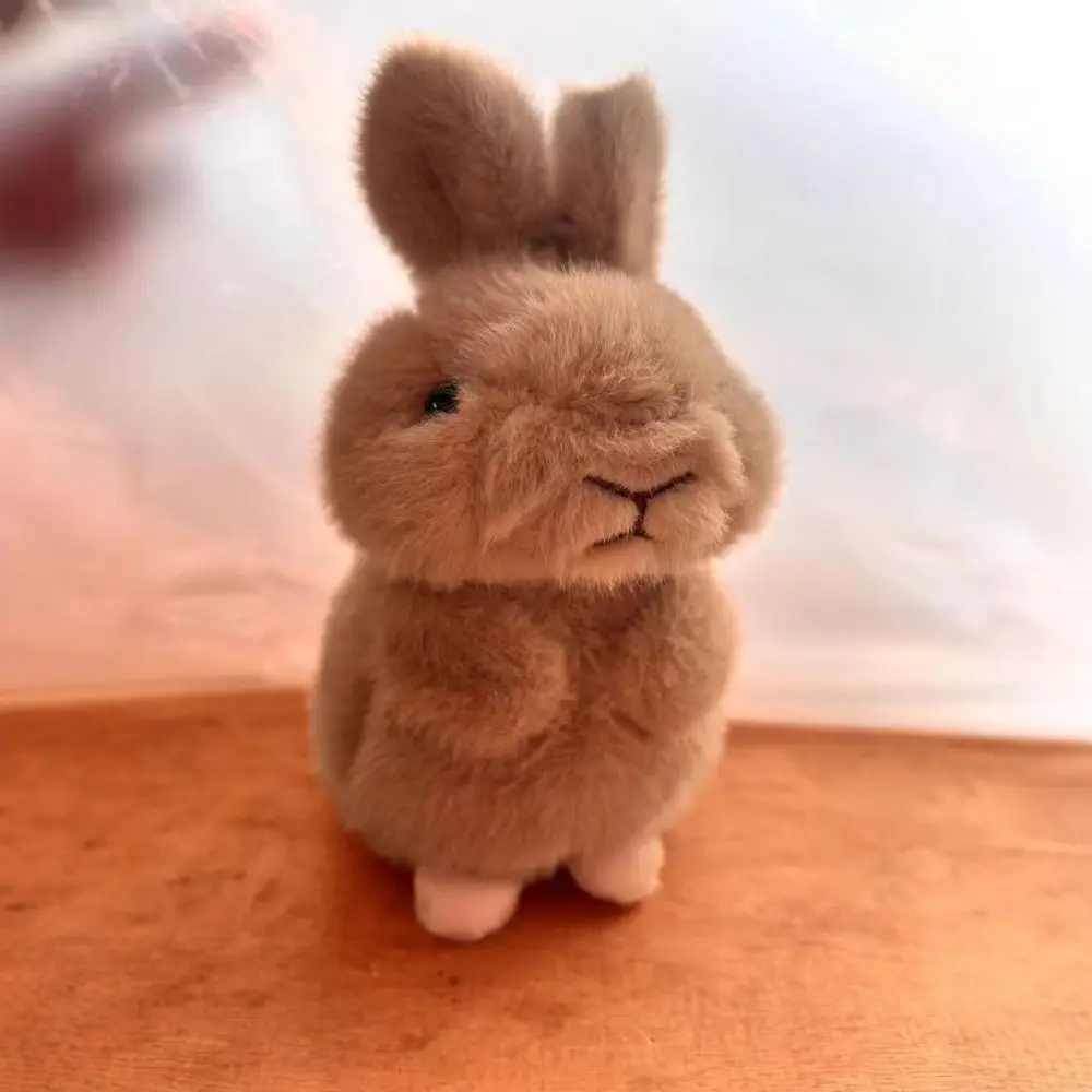 귀여운 스타일 PP 코튼 토끼 열쇠고리 실물 같은 귀여운 토끼 장식품 11cm 봉..