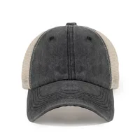 New Washed Cotton Customizable Logo Baseball Cap Summer Autumn Splicing Mesh Breathable Sun Protection Casual Sports Men's Hat 2