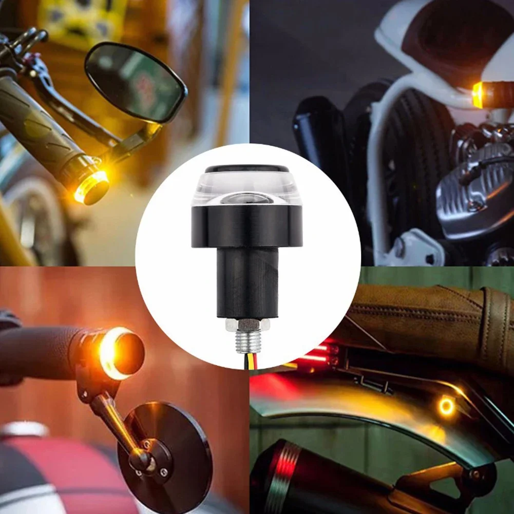 Motorcycle Turn Signal Lights Motorcycle LED Lights 2pcs 12V Motorcycle LED Handlebar End Turn Signal Light White Yellow Flasher Handle Grip Bar Blinker Side Marker Lamp Lighting