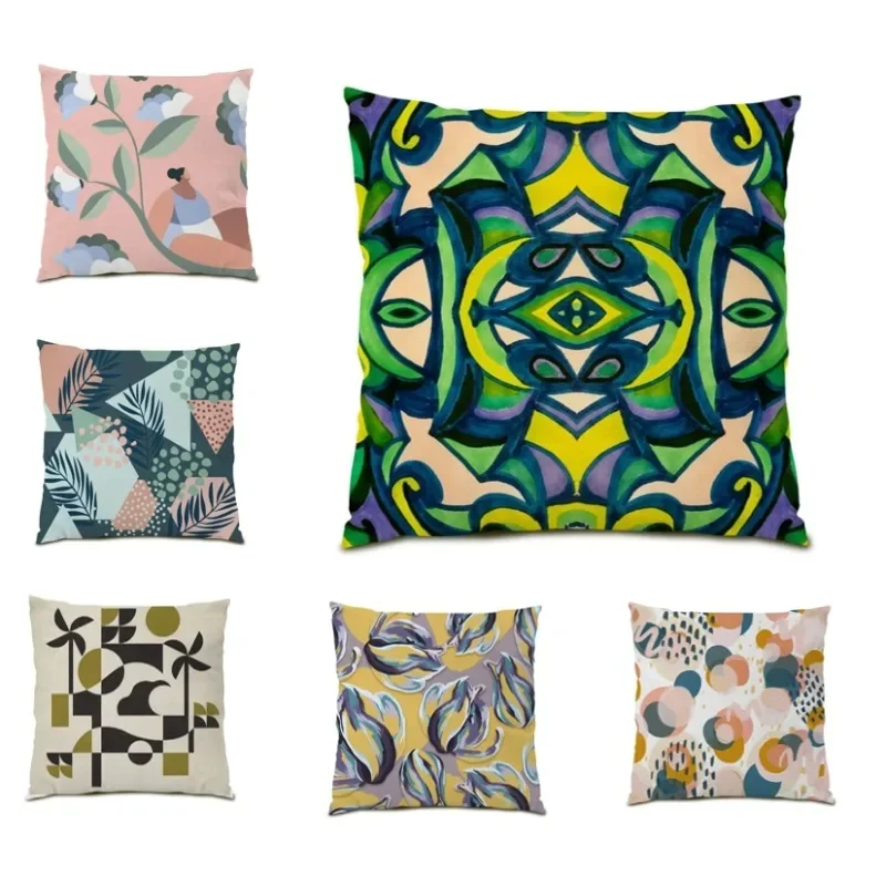 

Color Geometric Pillowcases Double Sided Cushion Cover Poster 45x45cm Vintage Pillow Cover Kids Room Home Decor DF1257