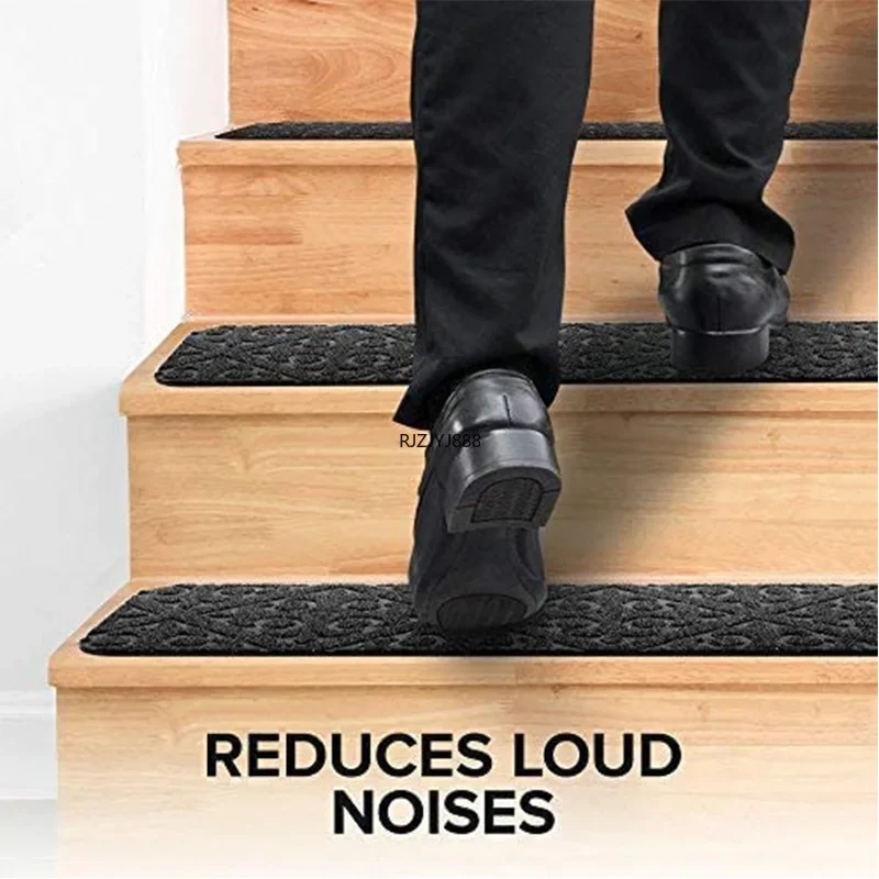 10/14Pcs 76x20cm Non-slip Mat Stair Stepping Mat Pattern Home Indoor Self Adhesive Step Carpets Safety Rugs Stair Protector Mat 3