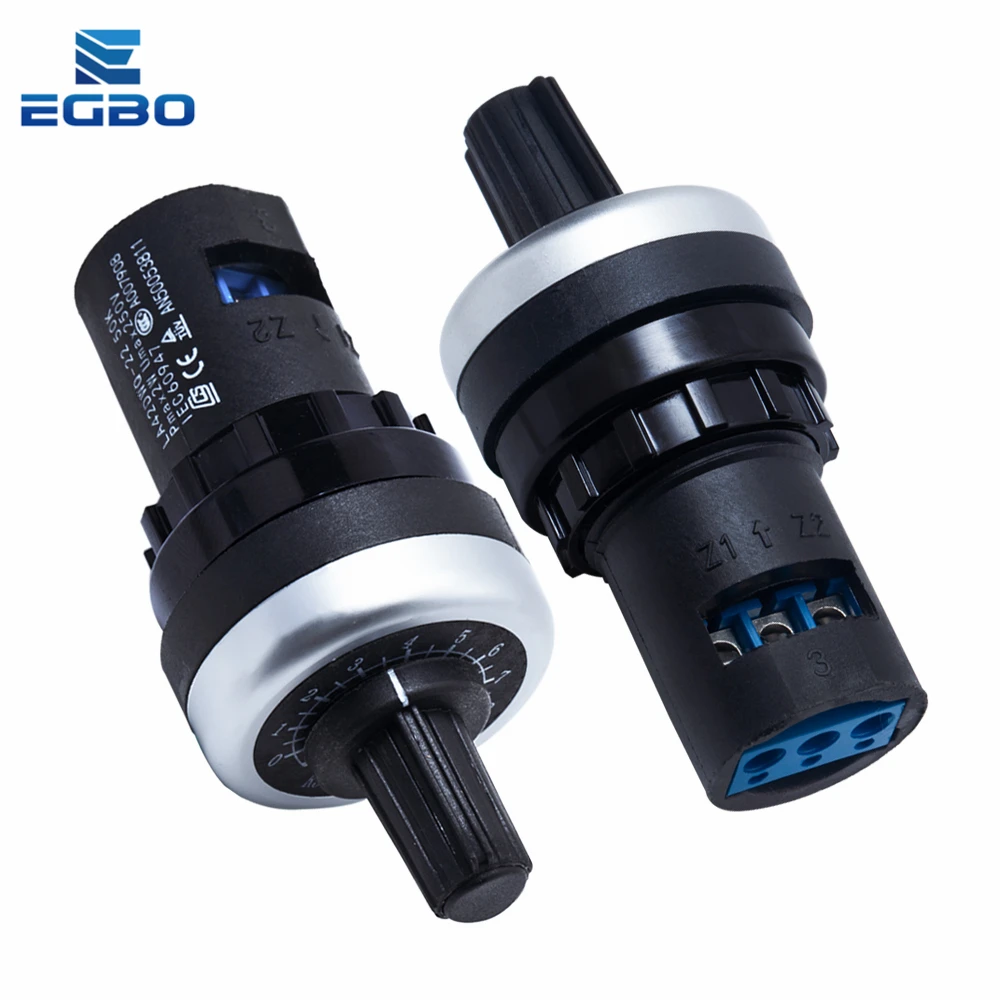 Produktbild von Taiss LA42DWQ-22 Drehpotentiometer 1k Ohm – 22mm Einbauloch, Für Frequenzumrichter & Drehzahlregler