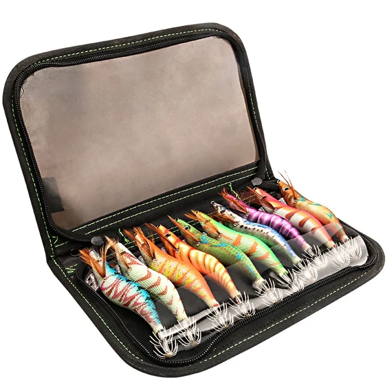 10Pcs Squid Jig Egi Bait 2.5# 3.0# 3.5# Glow Wood Shrimp Luminous Squid Hook Eging Octopus Cuttlefish Webfoot Sea Fishing Lures