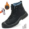 Winter Work Safety Boots Men Women Warm Plush Steel Toe Safety Shoes Puncture-Proof Security Protection Work Shoes Footwear