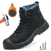 Winter Work Safety Boots Men Women Warm Plush Steel Toe Safety Shoes Puncture-Proof Security Protection Work Shoes Footwear