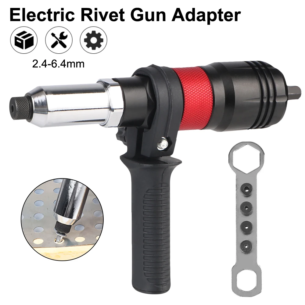 Home Cordless Electric Rivet Nut Tool Rivet Nut Gun Converter Gun Adapter 2.4MM/3.2MM/4.0MM/4.8MM/6.4MM Insert Riveting Tool