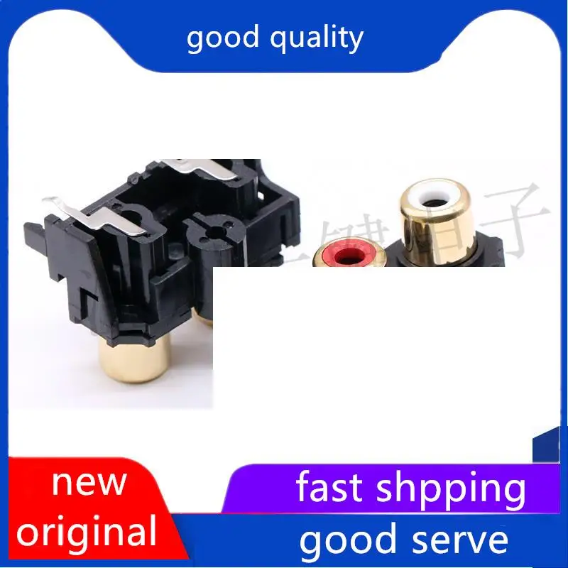 

10 шт. оригинальная новая стандартная розетка с одинаковым ядром, 4-контактный разъем RCA, двойная сварная аудиоразъем с 2 отверстиями, витрина с золотым покрытием