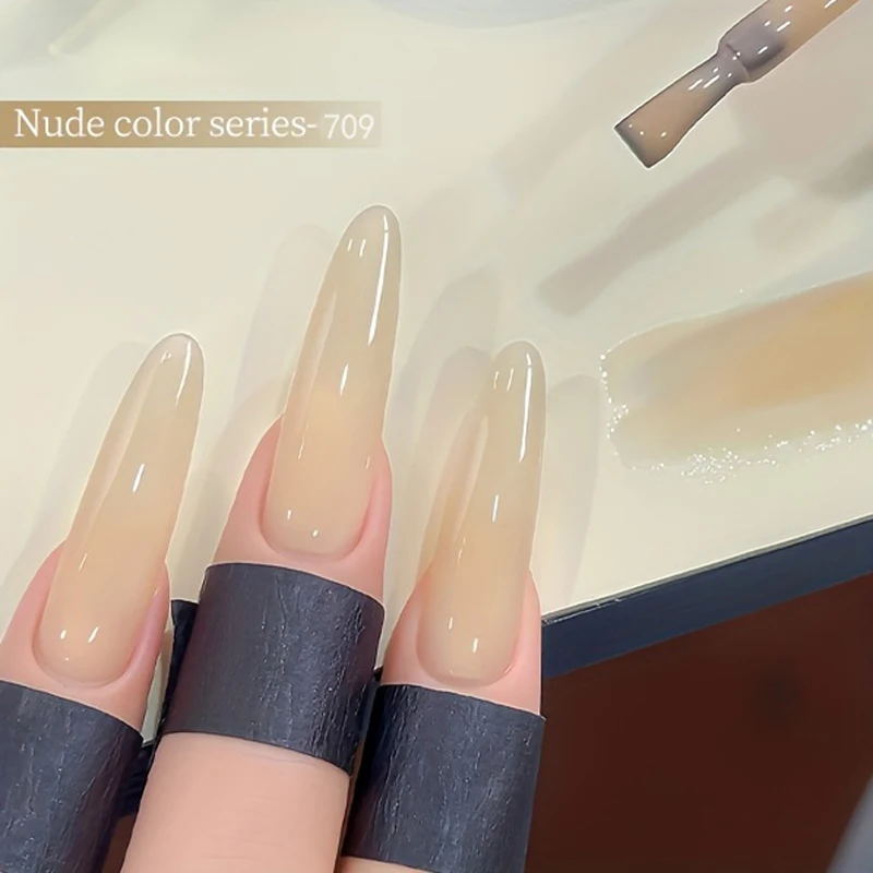 Trendy Gel Nail Polish Collection: Icy Clear, Nude, and Pink Shades with Salon-Grade Finish