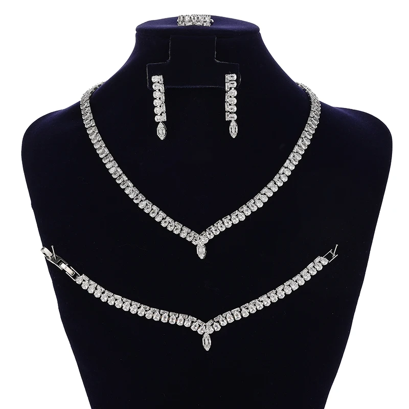 

Jewelry Set HADIYAN Fashion Zirconia Earrings Ring Bracelet Necklace Set BN9249 Gold Color Jewelry For Women Gifts