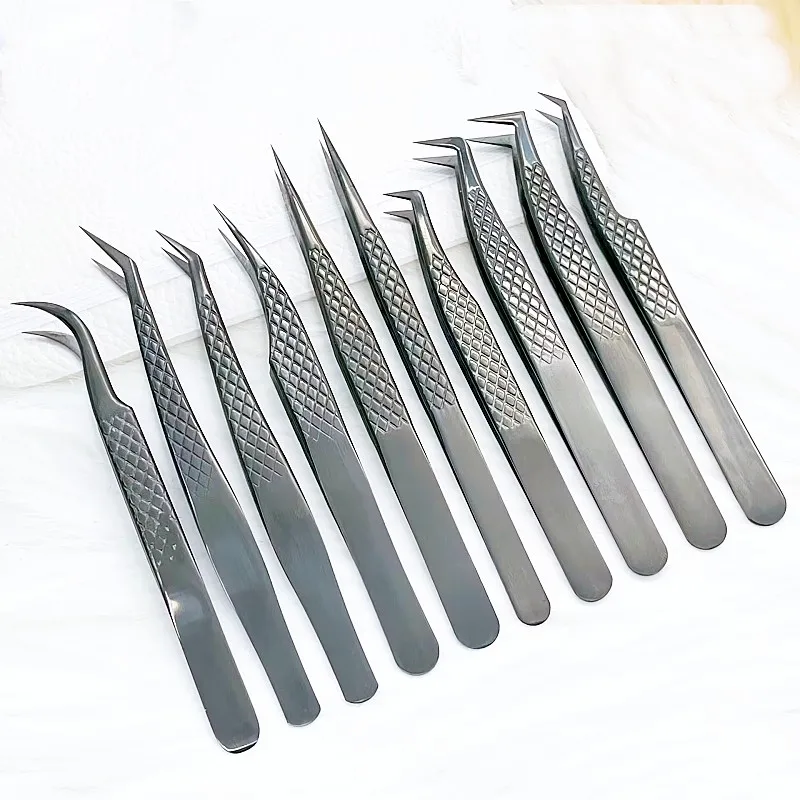 Precision Eyelashes Extension Tweezers Black For Make Fans Boot Isolation False Lash Clip Tongs Nail Art Makeup Tools Supplies 2