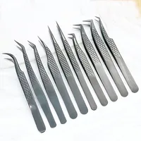 Precision Eyelashes Extension Tweezers Black For Make Fans Boot Isolation False Lash Clip Tongs Nail Art Makeup Tools Supplies 2