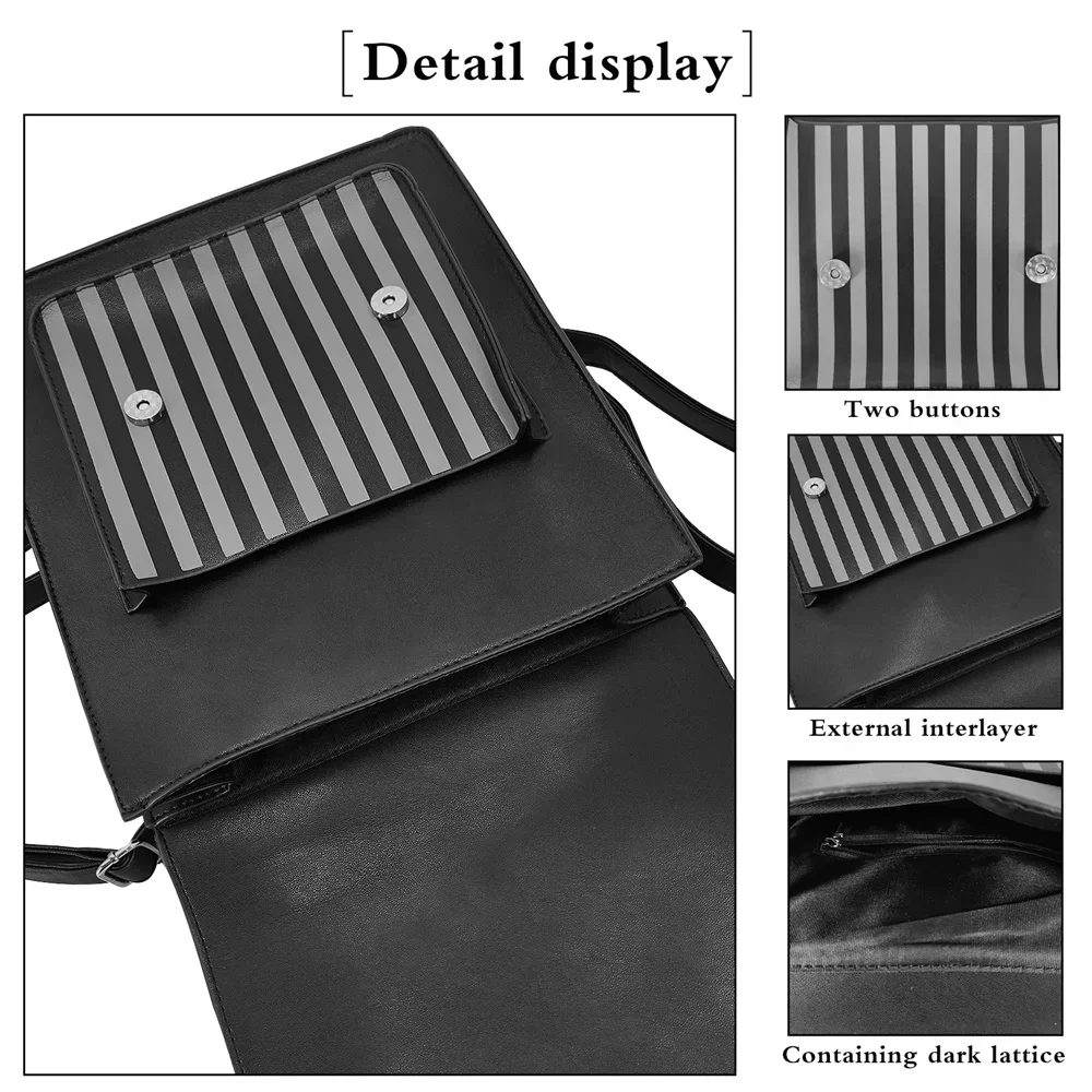 Movie Wednesday Black PU Leather Backpack Women Casual Vintage Schoolbag Student Schoolgirl Fashion Large Capacity Backpack 4
