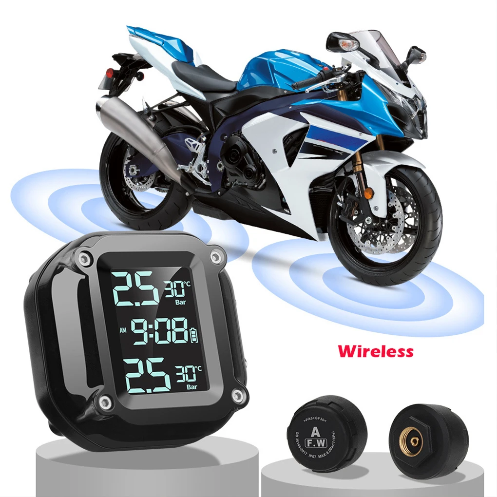 

Motorcycle Wireless Tire Pressure Detector Scooter Bicycle Front and Rear Tyre Sensor Handlebar Bracket Motorbike