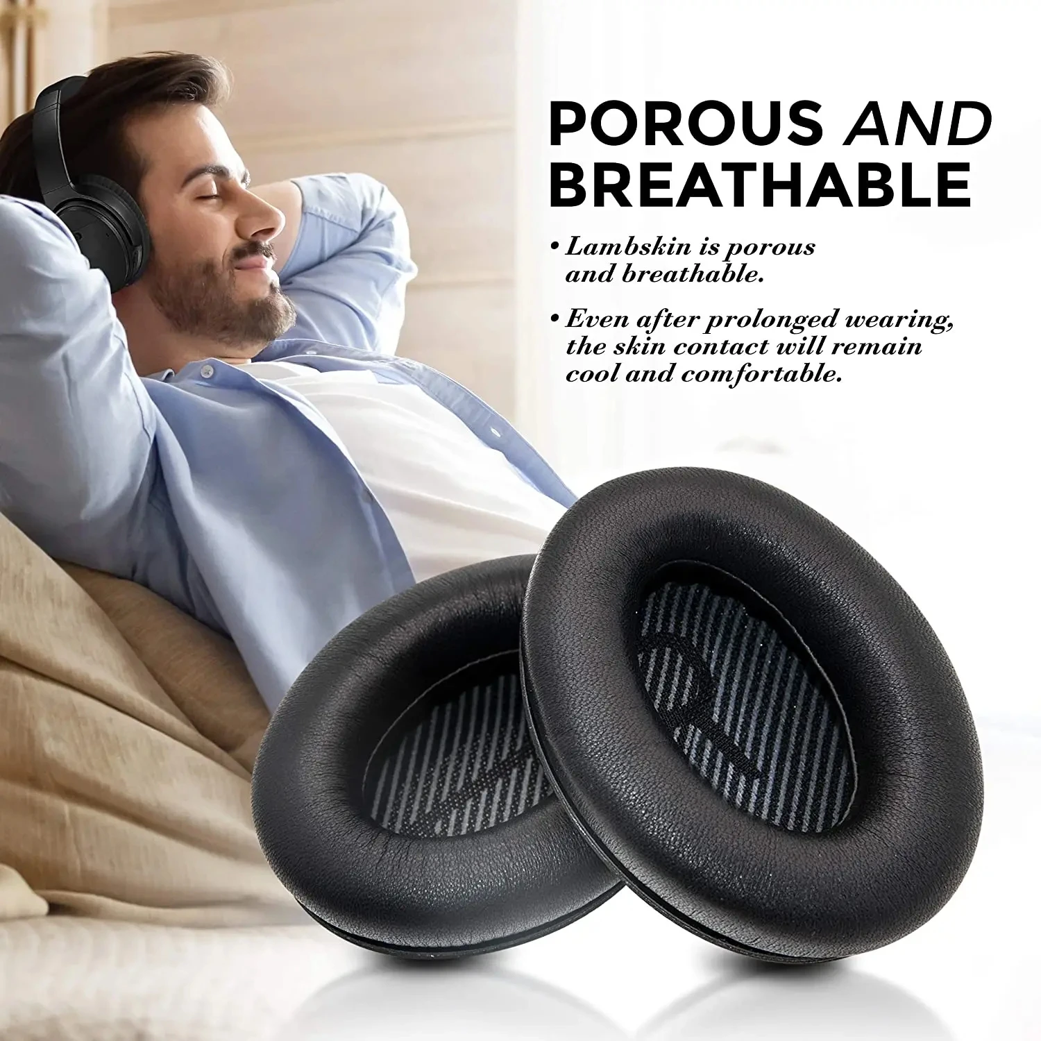 Bose QC 35 II QC35 QC35ii QC25 Quiet Comfort Headset Lambskin SheepSkin ear pads cushions cover