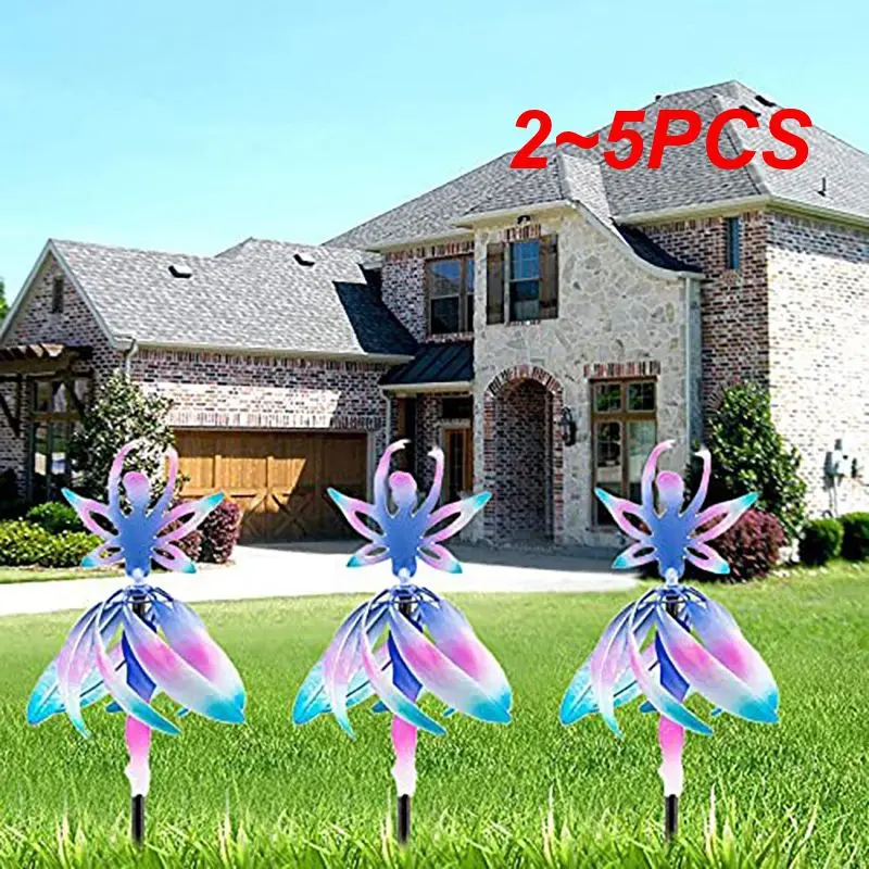 

2~5PCS Rotating Girl Wind Chimes Color-changing Ballet Spinning Girl Ornament Gradient Ribbon Pole Outdoor Garden Decoration