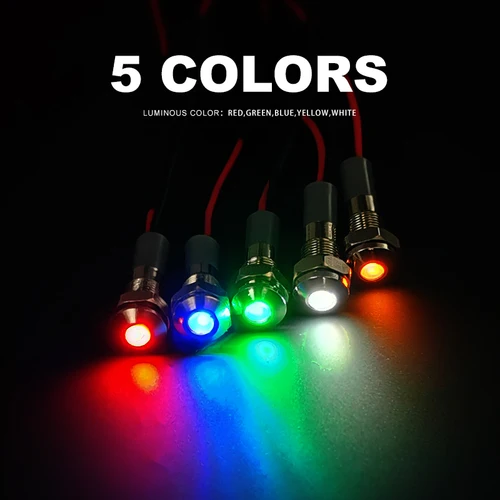 VaneAims 금속 신호 램프, 방수 IP67 조명, 와이어 LED 표시기, 레드, 그린, 옐로우, 화이트, 블루, 3V, 6V, 12V, 24V, 220V, 8mm 5