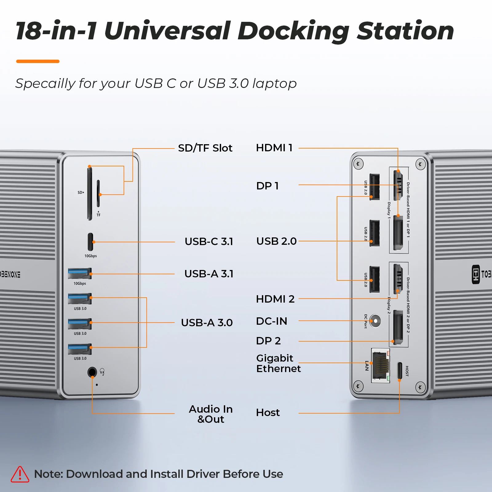 Док-станция USB C с двумя мониторами 4K @ 60 Гц для M1M2 Macbook pro air Thunderbolt 3 4 DELL Lenovo ASUS (art.: 3920bf859fcaa) - 3920bf859fcaa