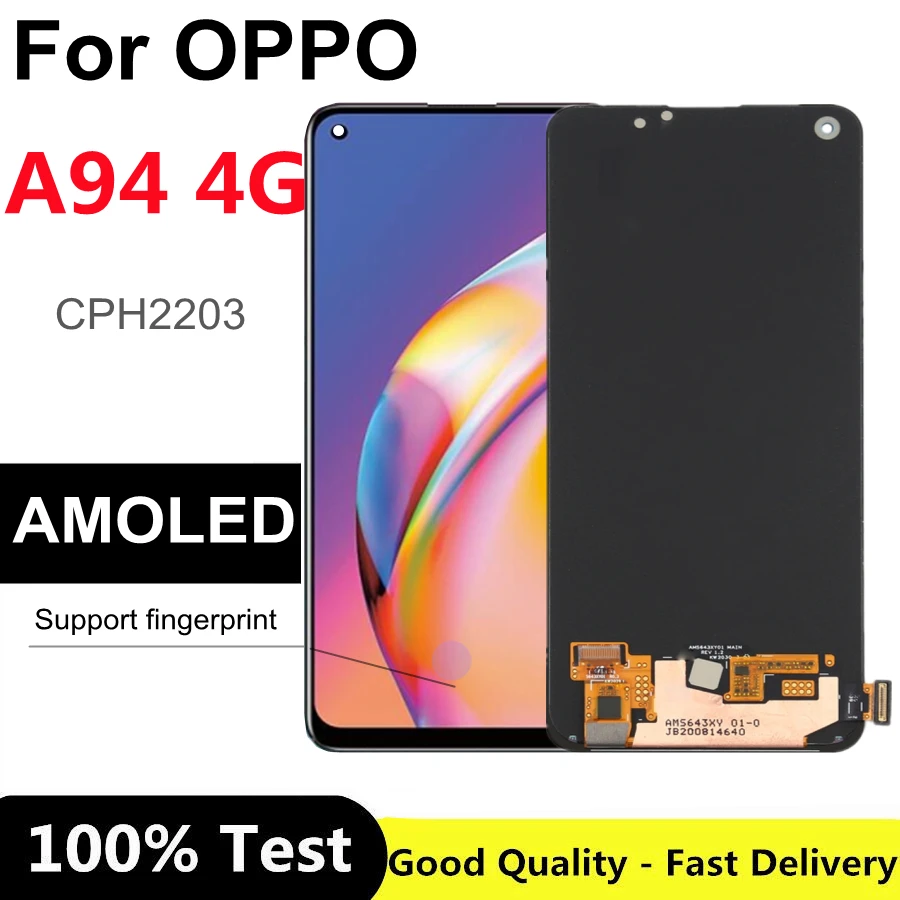 

ЖК-дисплей 6,43 дюйма AMOLED для OPPO A94 4G CPH2203, сенсорный экран, дигитайзер, сборка, замена для Oppo A94 LCD