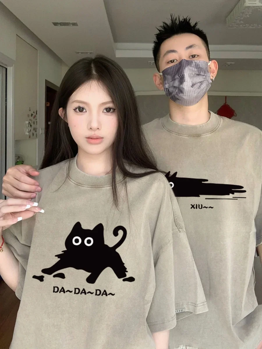 

Футболка женская оверсайз с графическим принтом, корейский топ в стиле Харадзюку, топ с графическим принтом для пар, y2k