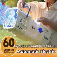 60 Holes Bubble Gun LED Light Electric Automatic Rocket Soap Bubble Machine Toys for Kids Outdoor Wedding Party Children's Gifts 1