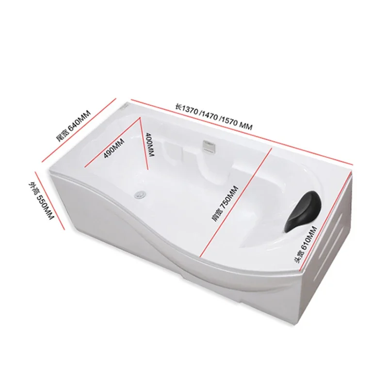 Modern Acrylic Hydromassage Bathtub Bathroom Household Spa Baths Rectangle Comfortable Upscale Massage Adults Bathtub