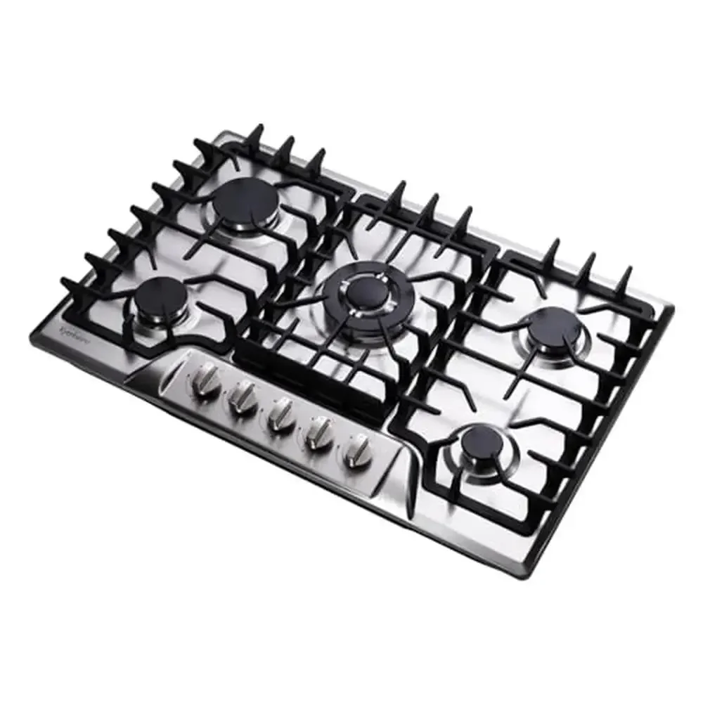30 Inch Stainless Steel Gas Cooktop Built-in 5 Burners LPG/NG Dual Fuel Stovetop 6