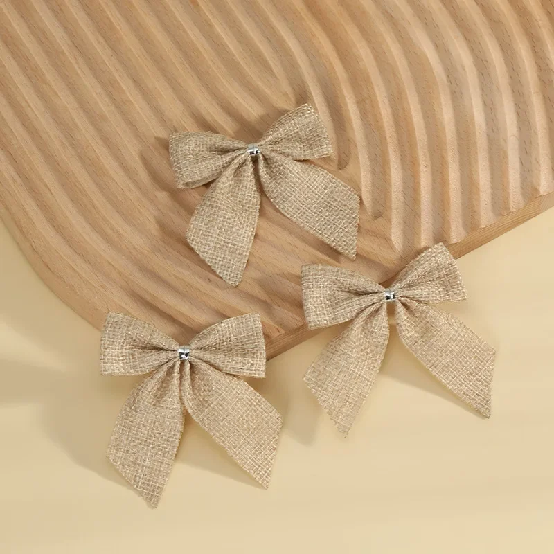 24/5pcs Christmas Bows Christmas Ornaments Gold Red Bows Christmas Tree Ornaments 2025 New Year Decorations Mini Bows Gift Wrap