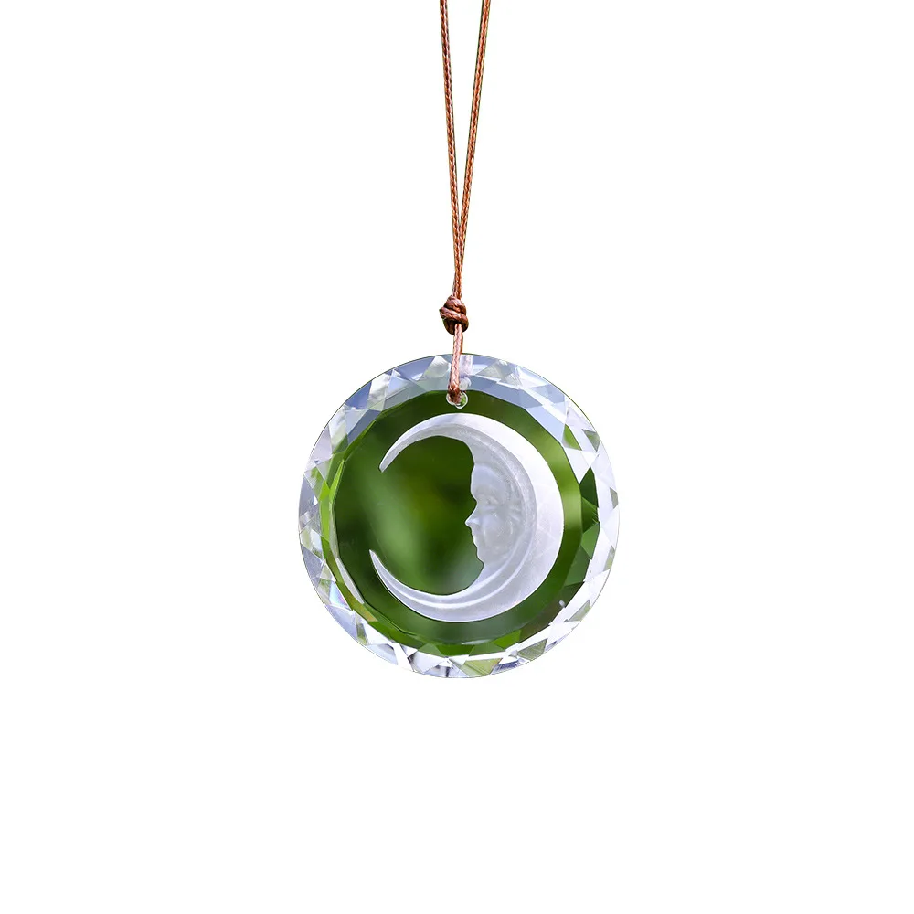 45mm Moon Crystal Suncatcher Mystery Witchcraft Hanging Glass Prism Faceted Rainbow Maker DIY Wind Chimes Pendant Home Car Decor 4