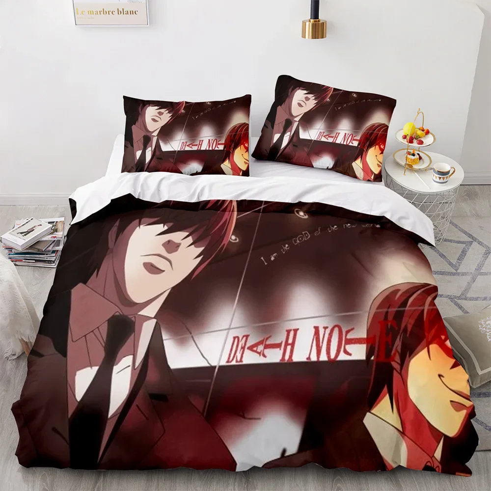 3D Death Note Anime Bedding Set Soft Quilt Duvet Cover with Pillowcase for Single Twin Full Queen King Size Decorative Bed