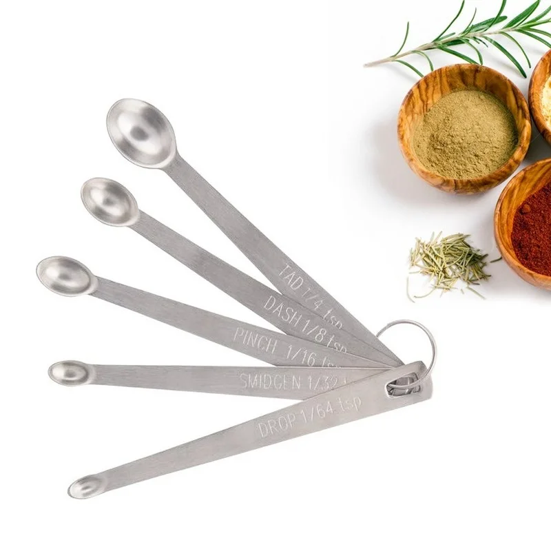 Baking Tools Stainless Steel Mini Measuring Spoon 5-piece Set Stainless Steel Mini Measuring Spoon Seasoning kitchen measuring spoons measuring spoon set