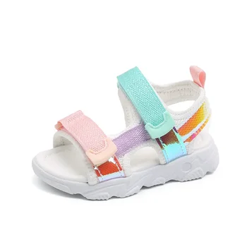 Sandali sportivi per ragazze per bambini Open Toes nuova estate nuovo colore abbinato versatili sandali antiscivolo per ragazzi scarpe Casual per bambini Mesh 1