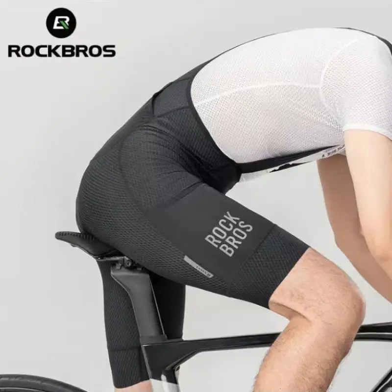 ROCKBROS Cycling Bib Shorts Classic Men Bike Pants Ciclismo Bicycle Shorts Pockets Outdoor Breathable Reflective Tights