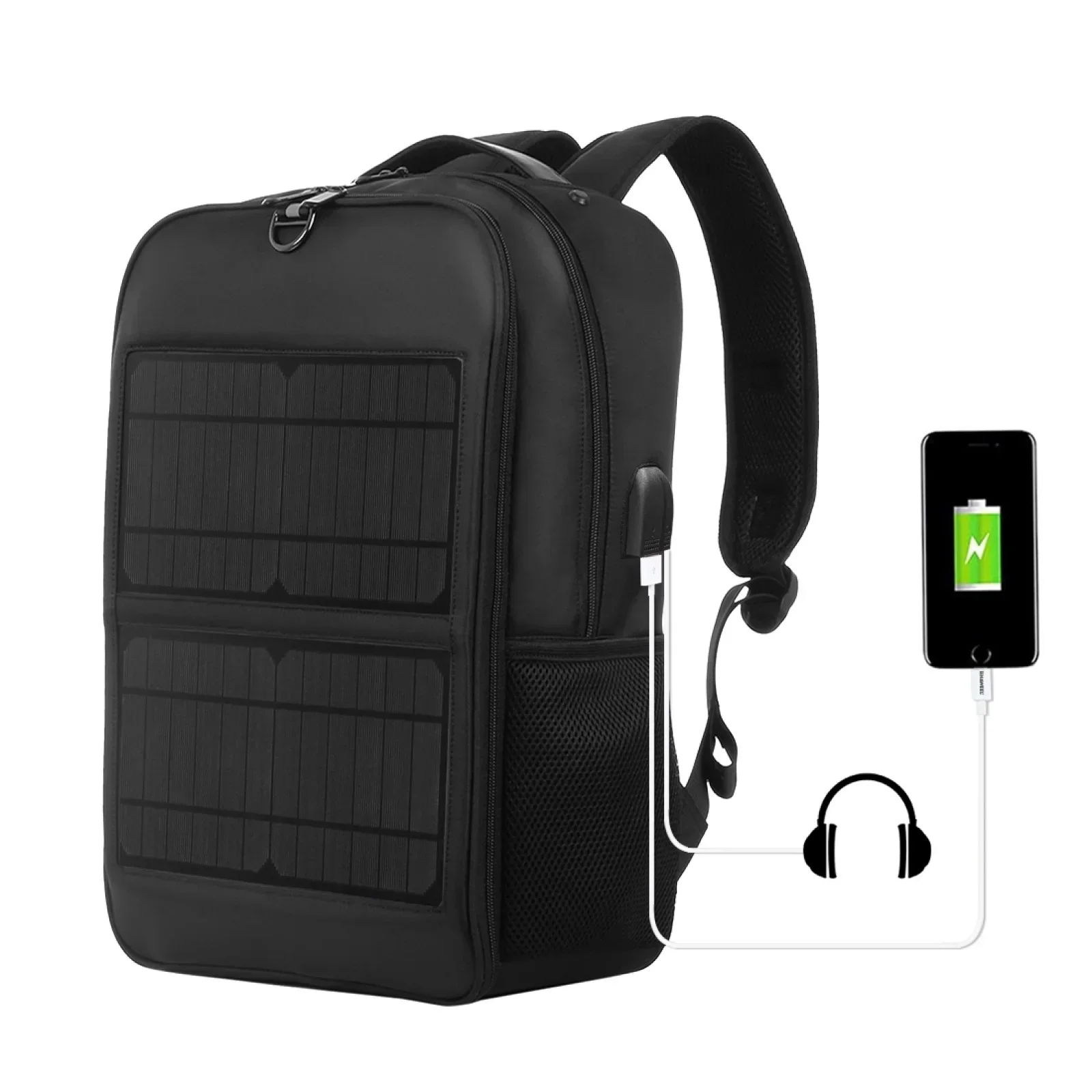 Solar Backpack 12/20W Panel Powered Laptop Bag Water-resistant Large Capacity with External USB Charging Port New men's bag 2