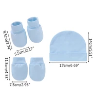 67JC Baby Mitten Socks Anti Scratching Soft Cotton Gloves Hat Foot Cover Set 4