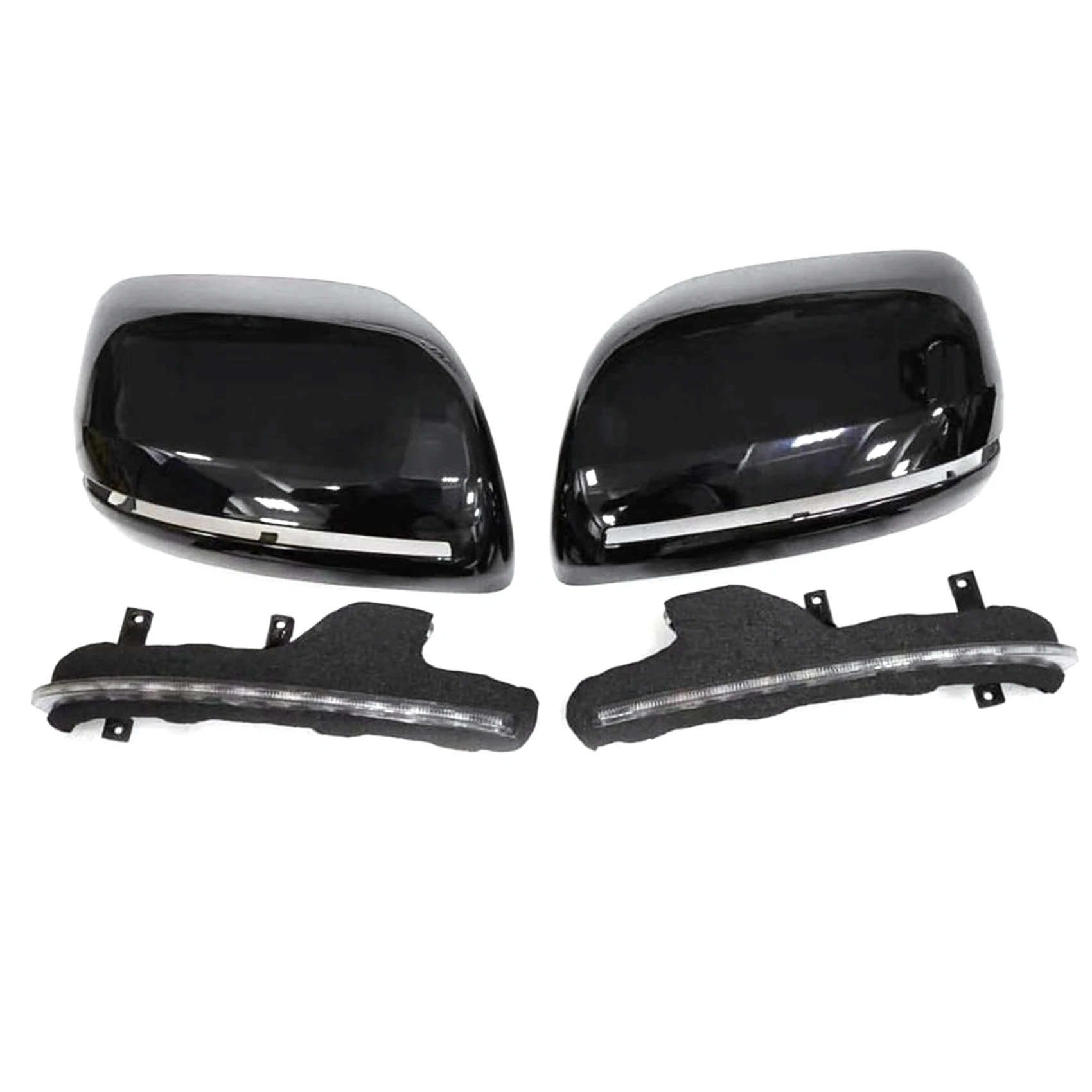 

1Pair Black Flowing LED Side Rear-View Mirror Cover Mirror Assembly for Toyota Land Cruiser LC200 FJ200 2008-2019