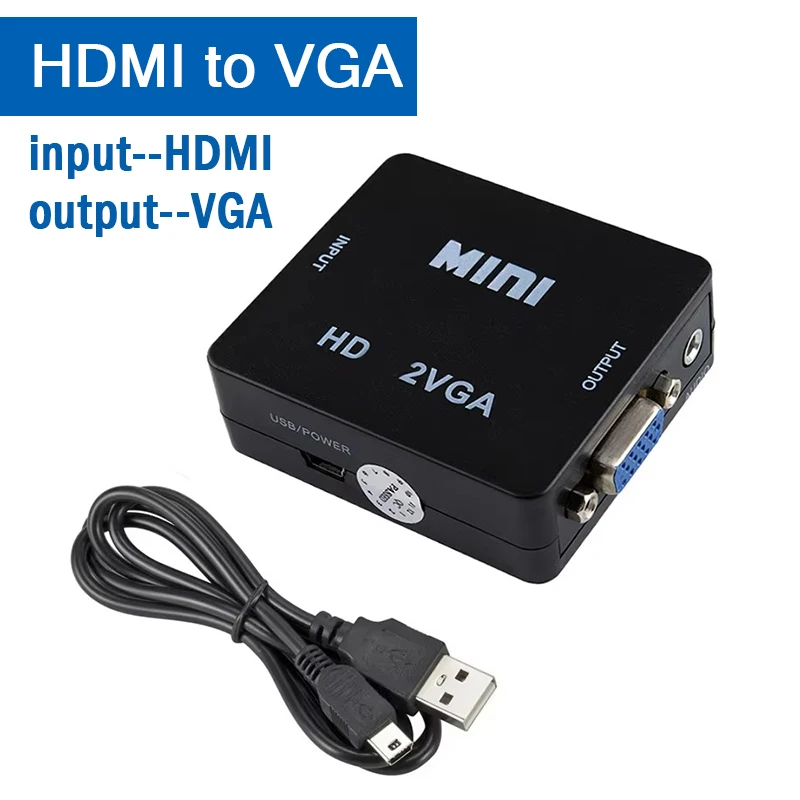 High-Resolution Mini HDMI to VGA with Audio Out Adapter